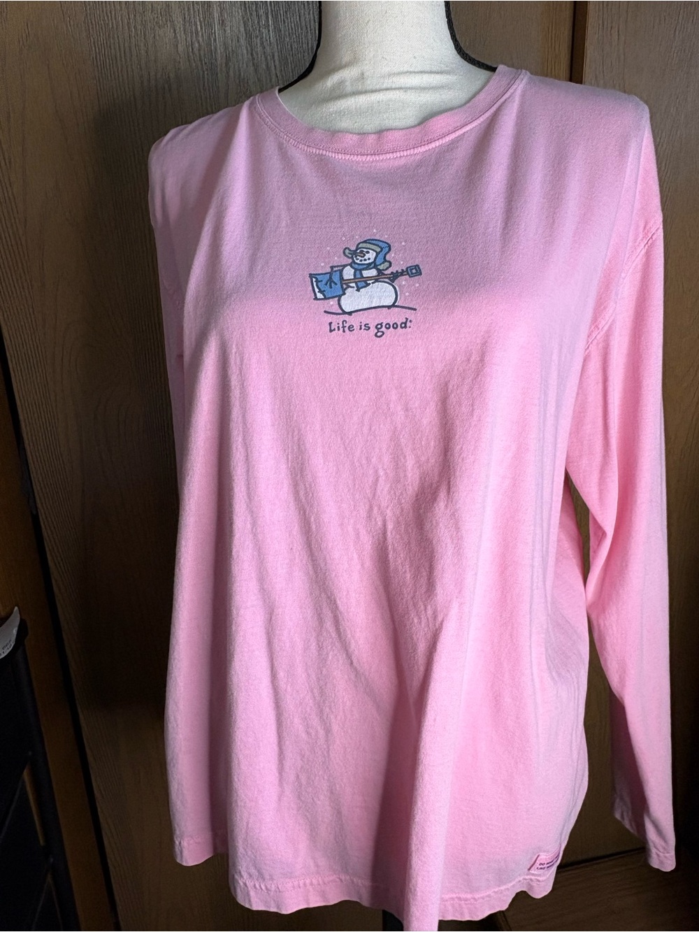Life is Good Long Sleeve Pink Graphic Tee